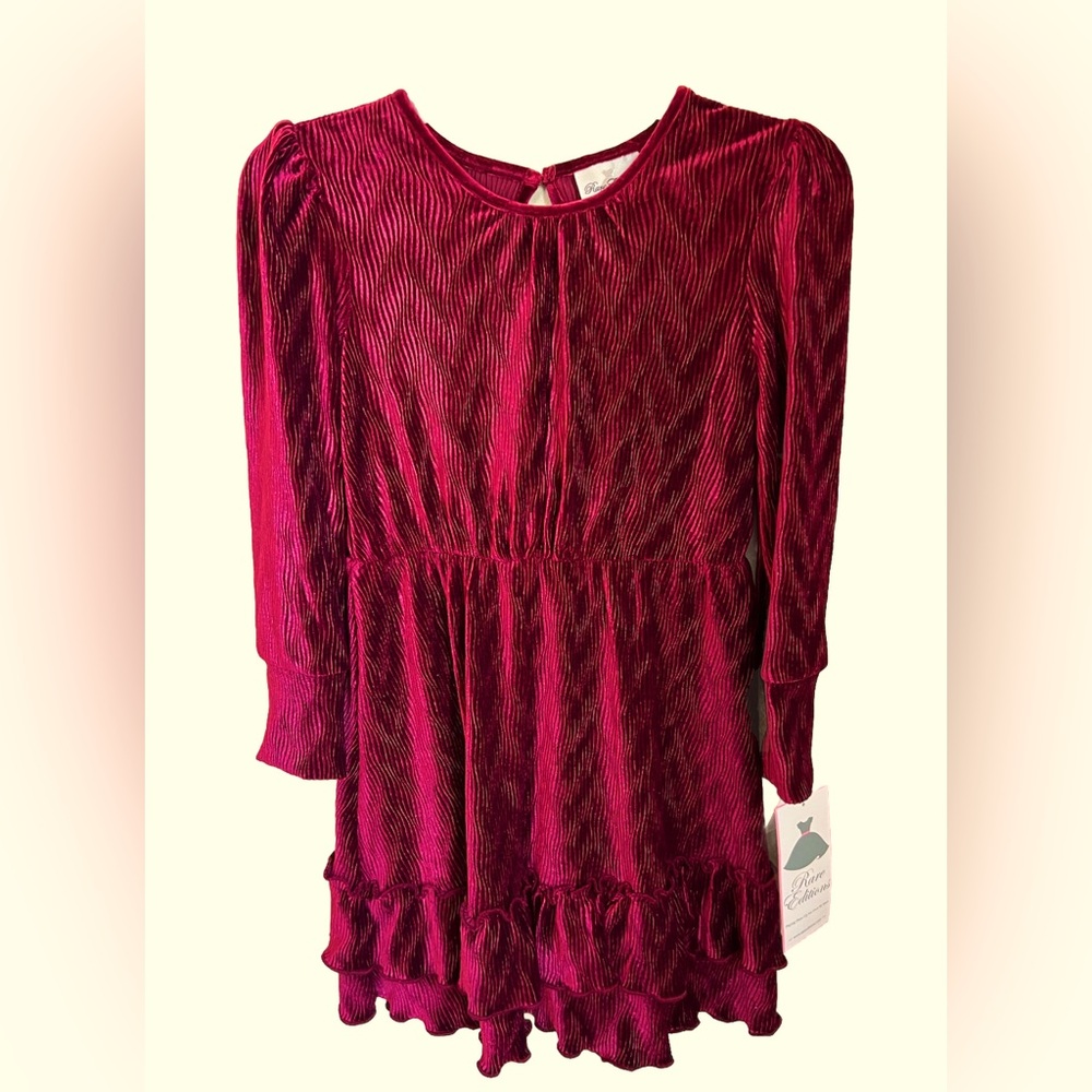 NEW RARE EDITIONS VELVET SHIMMER PARTY DRESS FOR GIRLS